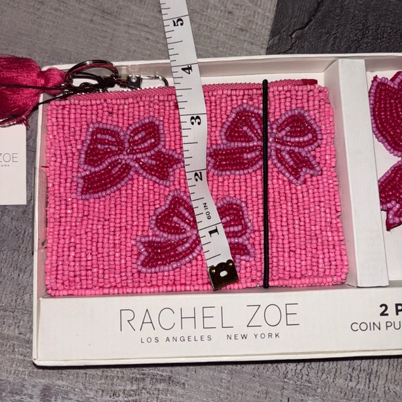 🎀VIRAL Rachel Zoe Pink Bow Beaded Coin Purse & Charm Set - Picture 5 of 5